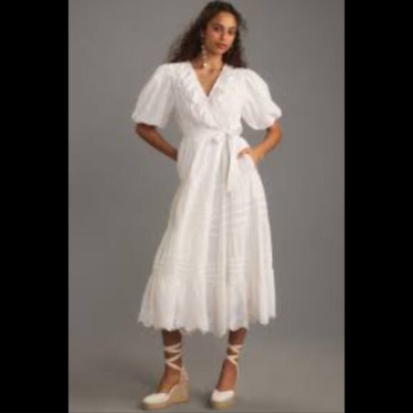 Brand New Love the Label Short-Sleeve Ruffled Tiered Wrap Maxi Dress - Picture 10 of 16
